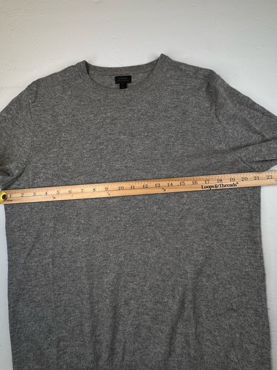 J.Crew Cashmere Sweater Men's Size Medium Gray Crewneck Preppy Casual Stretch - Picture 8 of 11